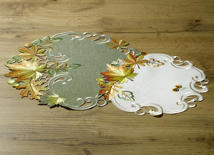 Herbstimpressionen - Tisch- und Raumdekoration, in Größe 101 (Deckchen, 35x 50 cm) bis 404 (Kissenbezug, 40x 40 cm), in Farbe GRÜN Ansicht 3