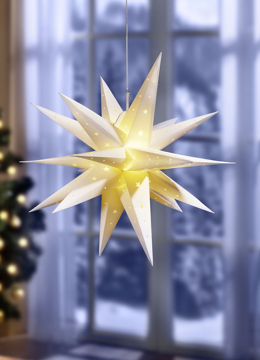 Weihnachtliche Dekorationen - Beleuchteter LED-Stern mit Timerfunktion, in Farbe CHAMPAGNER