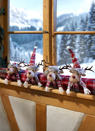 Weihnachtliche Dekorationen - Zugluftrolle, in Farbe ROT-GRAU-BRAUN