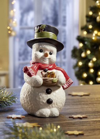 Schneemann aus Feinsteingut von Hand gefertigt und bemalt