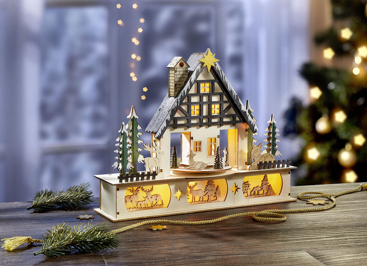 - Beleuchtetes Waldhaus aus Holz, in Farbe NATUR-BRAUN Ansicht 2