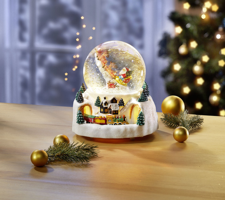 Weihnachtliche Dekorationen - Beleuchtete Schneekugel mit weihnachtlichen Melodien, in Farbe BUNT