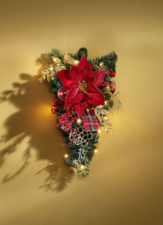 Weihnachten - Beleuchteter Wandhänger, in Farbe ROT-GOLD-GRÜN