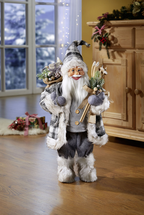 Weihnachtliche Dekorationen - Von Hand gefertigter Weihnachtsmann, in Farbe GRAU-WEISS