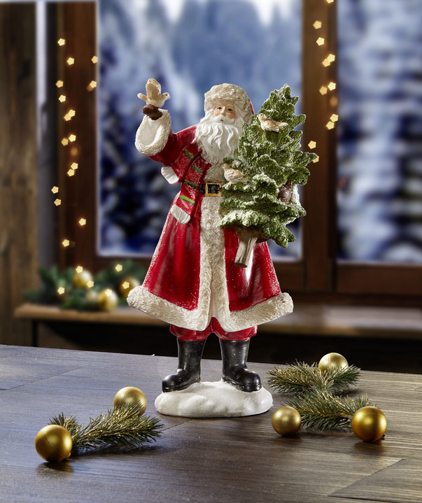 Weihnachtliche Dekorationen - Weihnachtsmann aus Polyresin, in Farbe ROT