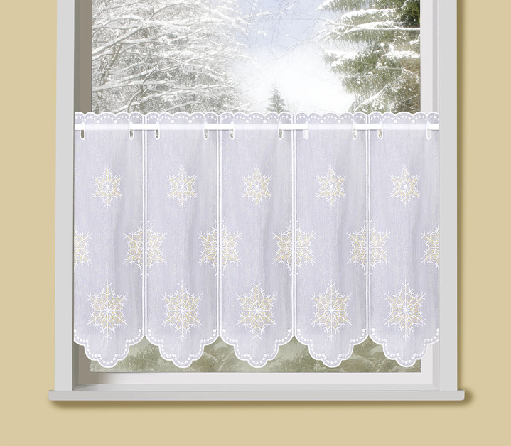 - Kurzstore Schneeflocke, in Größe 661 (30x 96 cm ) bis 858 (60x128 cm ), in Farbe WEISS-GOLD Ansicht 2