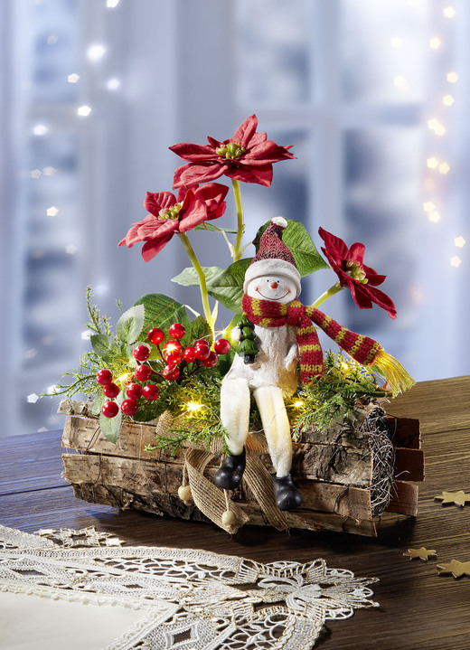 Gestecke & Kränze - Beleuchtetes Poinsettia-Arrangement, in Farbe GRÜN-ROT