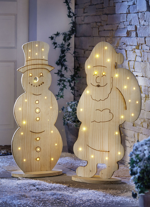 - LED-Holz-Figur aus Kiefernholz, in Farbe NATUR, in Ausführung Weihnachtsmann, klein B30xH50xT13 cm
