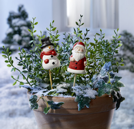 Gartenstecker Schneemann + Santa Clause