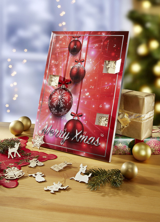 - Adventskalender mit Echtholzfiguren, in Farbe ROT