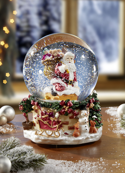 Weihnachtliche Dekorationen - Handgefertigte Spieluhr Schneekugel, in Farbe BUNT