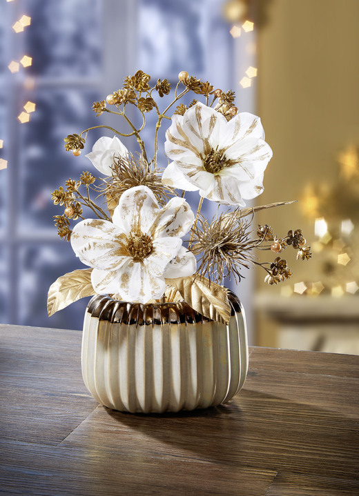 Gestecke & Kränze - Magnolien-Arrangement, in Farbe WEISS-GOLD