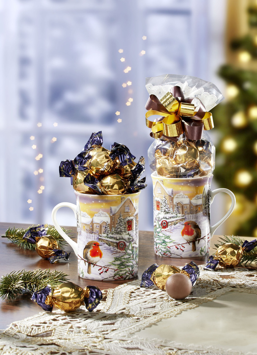 Wintertassen mit Pralinen - | Brigitte Hachenburg