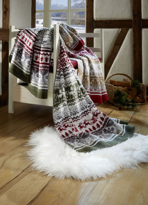 Decken - Kuschelige Wohndecke mit winterlichen Motiven, in Farbe ROT Ansicht 2