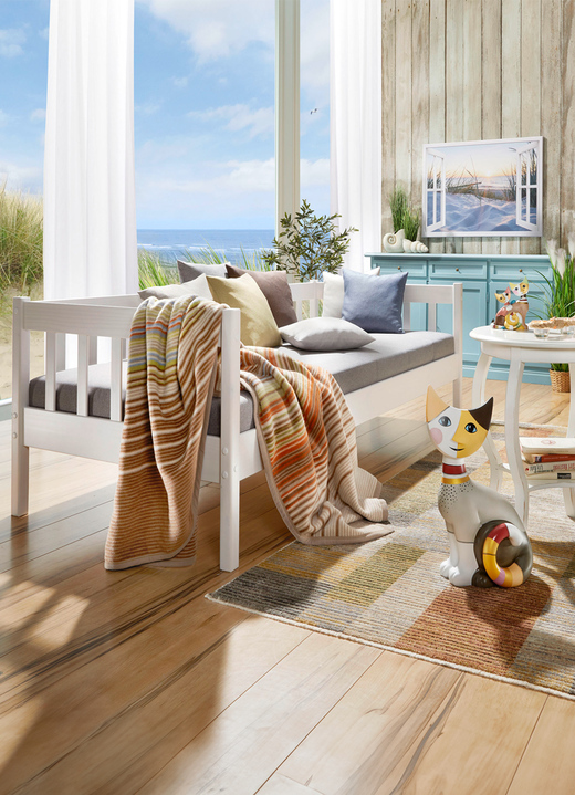 Schlafsofas - Kompaktes Sofabett aus massivem Kiefernholz, in Farbe WEISS Ansicht 1