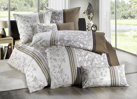 Bettwäschegarnituren - Soft-Renforcé Bettwäsche-Garnitur von Florella, in Größe 111 (40x80 cm + 135x200 cm) bis 115 (80x80 cm + 155x220 cm), in Farbe GRAU