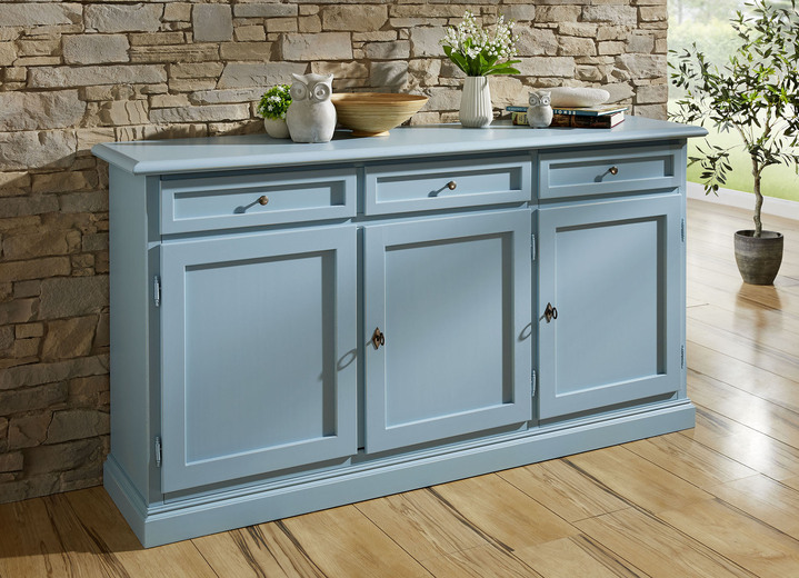 Sideboards & Kommoden - Teilmassive Kommodenserie im Landhaus-Stil, in Farbe PASTELLBLAU, in Ausführung 2-türig Ansicht 1