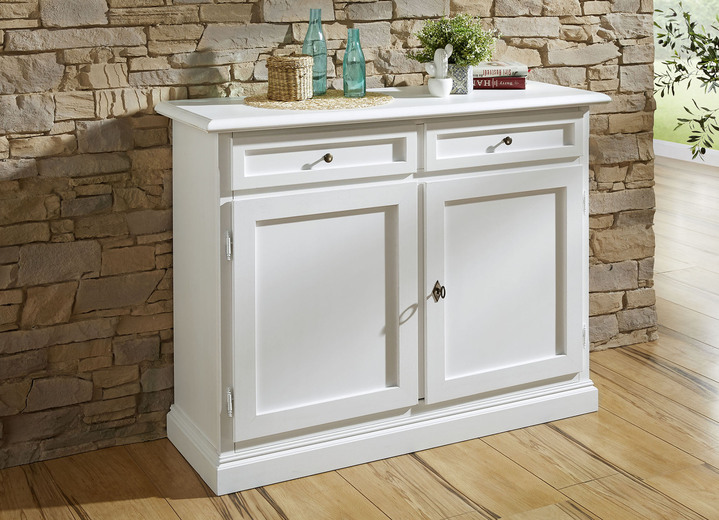 Sideboards & Kommoden - Teilmassive Kommodenserie im Landhaus-Stil, in Farbe PASTELLBLAU, in Ausführung 2-türig Ansicht 3