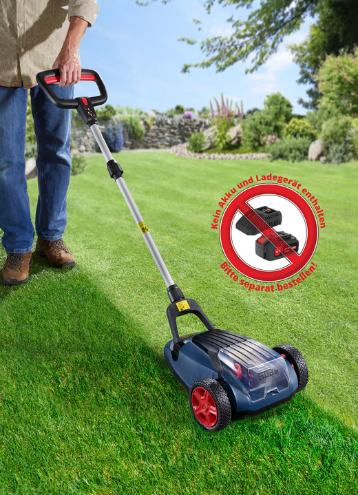 Gartenpflege - Akku-Einhandrasenmäher ERM 18-0  (Akku und Ladegerät nicht im Lieferumfang) Ansicht 1 Gartenpflege - Akku-Einhandrasenmäher ERM 18-0  (Akku und Ladegerät nicht im Lieferumfang), in Farbe BLAU-SCHWARZ-ROT Ansicht 1