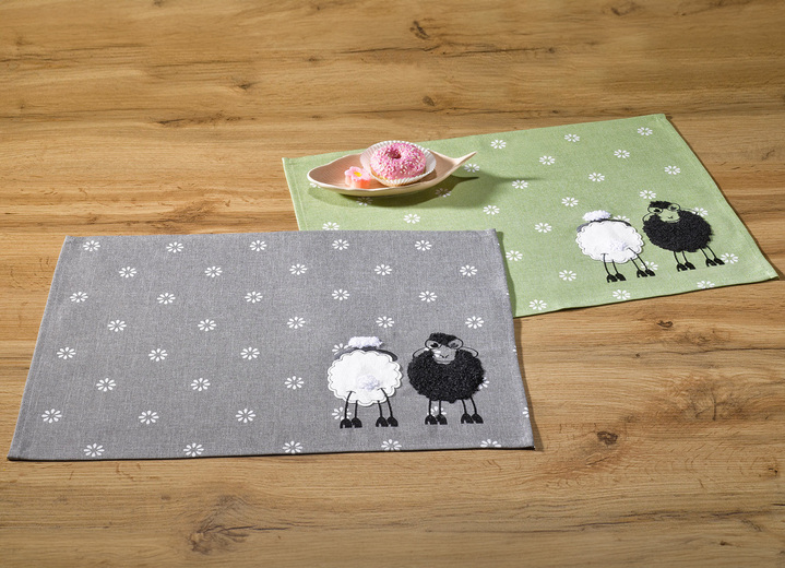 Tischdecken - Tisch- und Raumdekoration mit Plüsch-Applikationen, in Größe 130 (2 Deckchen, 35x 50 cm) bis 404 (Kissenbezug, 40x 40 cm), in Farbe GRAU Ansicht 7