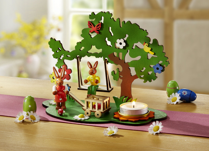 - Teelichthalter aus Holz, in Farbe BUNT Ansicht 2