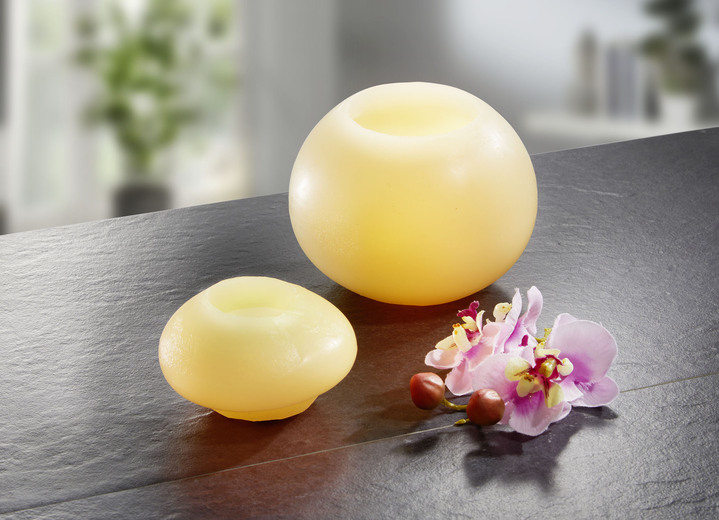 Wohnaccessoires - LED-Echtwachskerzen mit Flackereffekt, 2er Set, in Farbe CREME Ansicht 2