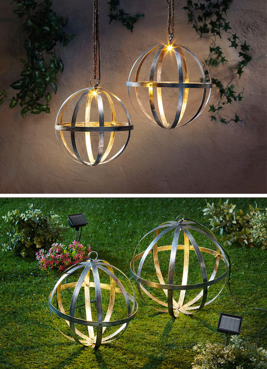 Solarleuchten - Solarleuchte mit silbern-glänzender Metalloberfläche, in Farbe SILBER, in Ausführung LED-Kugel klein Ansicht 3