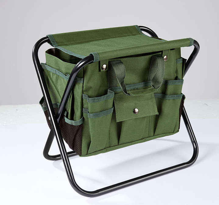 - Gartenhocker mit Tasche, in Farbe GRÜN-SCHWARZ Ansicht 2