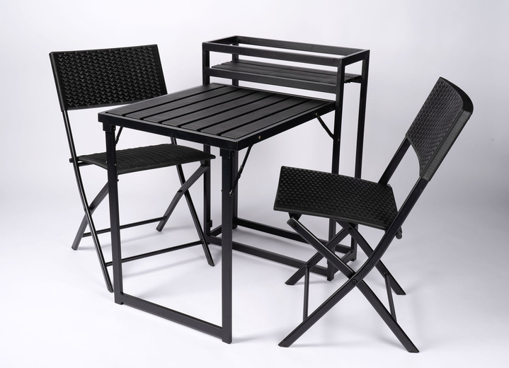 Gartenmöbel - Klappbares Balkon-Set, in Farbe SCHWARZ Ansicht 2