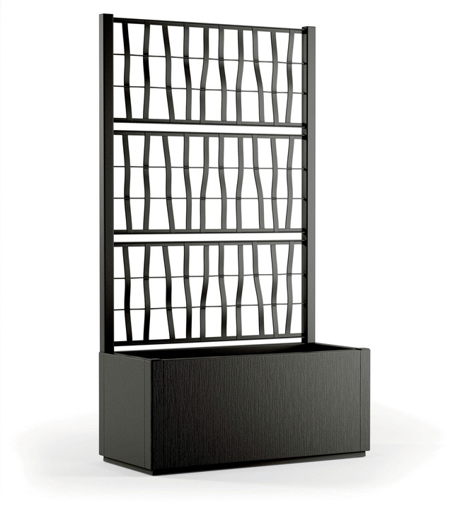 Blumentöpfe und Pflanzgefäße - Pflanzkasten aus recyceltem Polypropylen, in Farbe GRÜN, in Ausführung Mit Spalier, schmal Ansicht 12