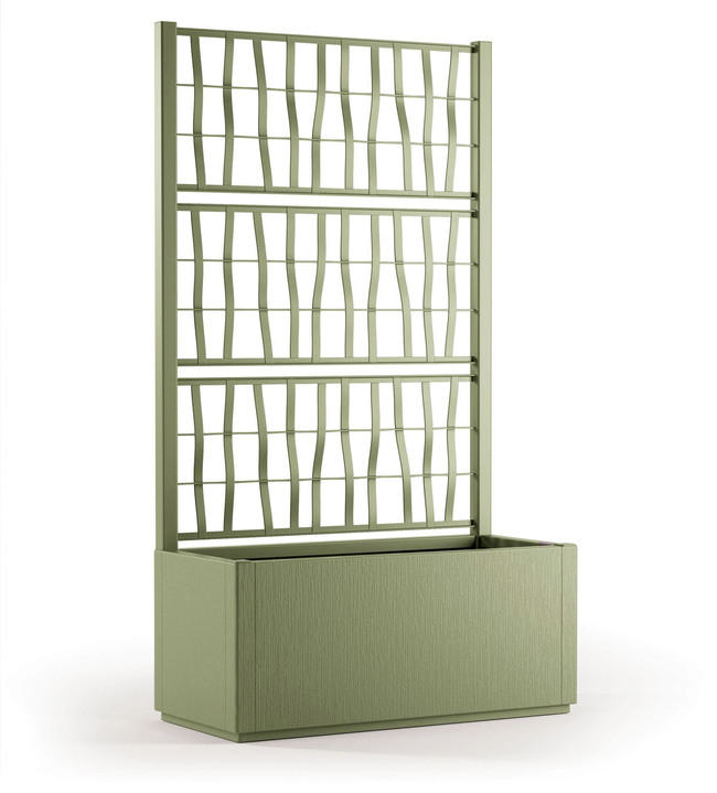 Blumentöpfe und Pflanzgefäße - Pflanzkasten aus recyceltem Polypropylen, in Farbe GRÜN, in Ausführung Mit Spalier, schmal Ansicht 8