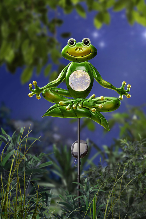 Solarleuchten - Yoga-Frosch auf Erdspieß, in Farbe GRÜN