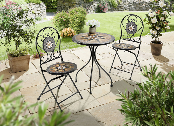 Gartenmöbel - Bistro-Set Stern aus Eisen, in Farbe BRAUN-SCHWARZ