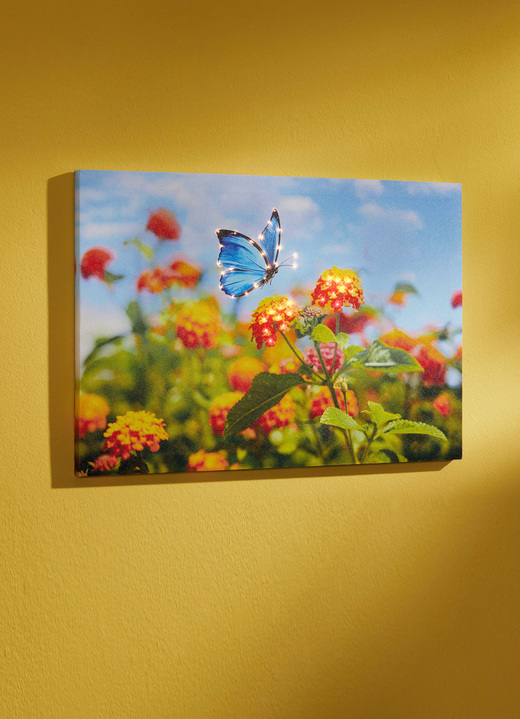 Blumen - LED-Bild auf Holzrahmen, in Farbe WEISS