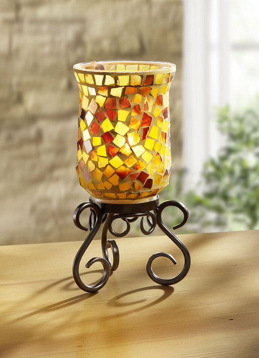 Wohnaccessoires - Dekorativer Kerzenhalter Mosaik, in Farbe GELB-SCHWARZ