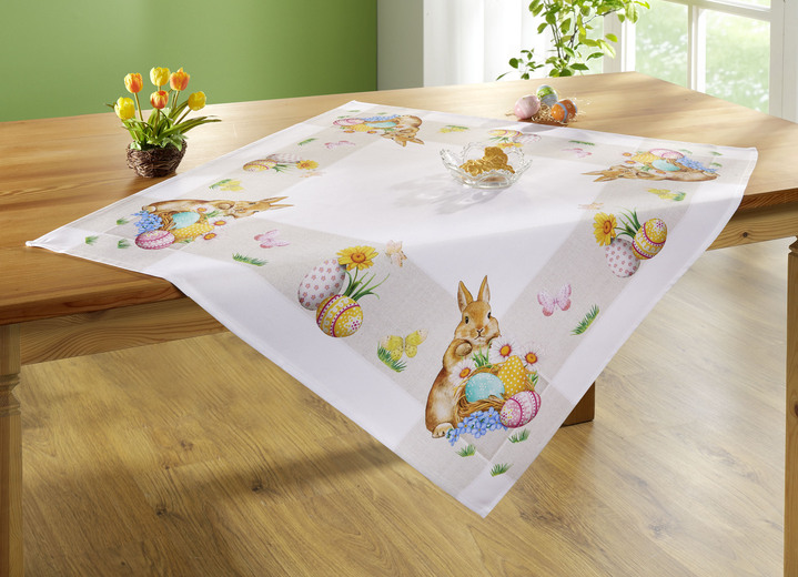 Tischdecken - Zauberhafte Tischdecke mit niedlichen Ostermotiven, in Größe 101 (Deckchen, 35x 50 cm) bis 404 (Kissenbezug, 40x 40 cm), in Farbe BUNT Ansicht 2
