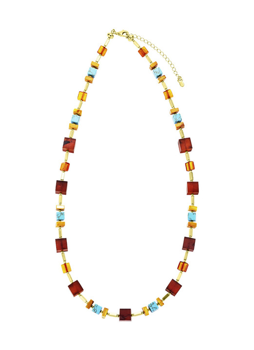 Halsketten & Armbänder - Halskette mit Bernstein und Türkis, in Farbe  Ansicht 3