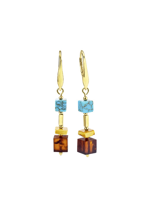 Ohrschmuck - Ohrringe mit Bernstein und Türkis Ansicht 3 Ohrschmuck - Ohrringe mit Bernstein und Türkis, in Farbe  Ansicht 3