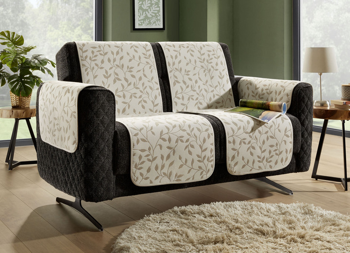 Sessel- & Sofaüberwürfe - Sessel- und Armlehnenschoner mit Anti-Rutsch-Rückseite, in Größe 101 (Sesselschoner, 50x150 cm) bis 865 (2 Armlehnenschoner, 50x 70 cm), in Farbe NATUR Ansicht 2