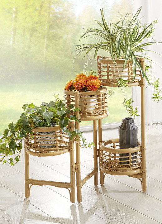Kleinmöbel - Blumenständer aus Rattangeflecht, in Farbe BRAUN Ansicht 2