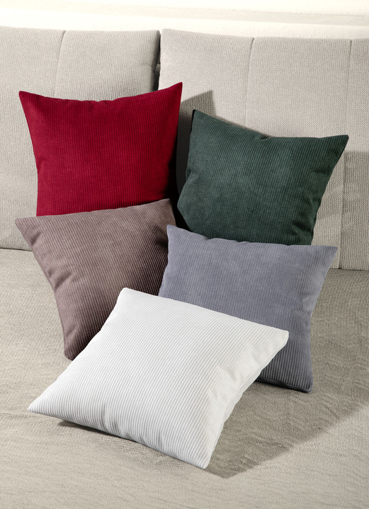 Kissenbezüge - Feincord Kissenbezug mit Reißverschluss, in Größe 105 (40x40 cm) bis 110 (50x50 cm), in Farbe ROT Ansicht 2