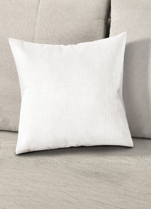 Kissenbezüge - Feincord Kissenbezug mit Reißverschluss, in Größe 105 (40x40 cm) bis 110 (50x50 cm), in Farbe CREME Ansicht 1