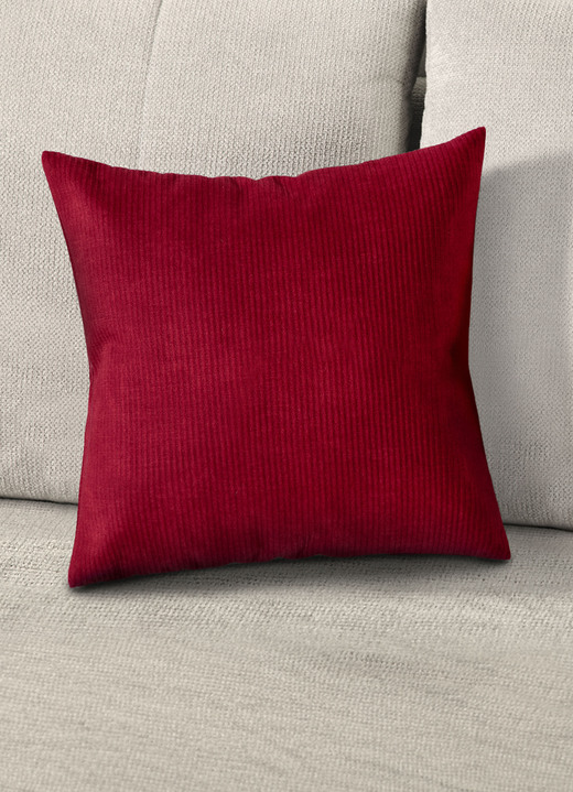 Kissenbezüge - Feincord Kissenbezug mit Reißverschluss, in Größe 105 (40x40 cm) bis 110 (50x50 cm), in Farbe ROT Ansicht 1