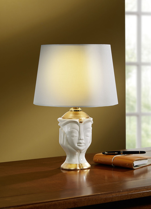 Lampen & Leuchten - Tischleuchte aus Keramik, in Farbe CREME-SILBER Ansicht 2