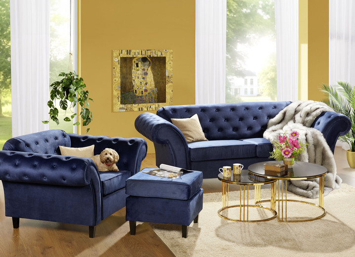 Polstermöbel - Außergewöhnliche Polstermöbel auf stabilem Holzgrundgestell, in Farbe BLAU, in Ausführung Zweisitzer Ansicht 2