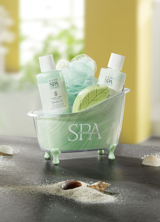 Körperpflege & Kosmetik - Bade-Set in Duftrichtung Aloe Vera, 5-teilig, in Farbe GRÜN-WEISS