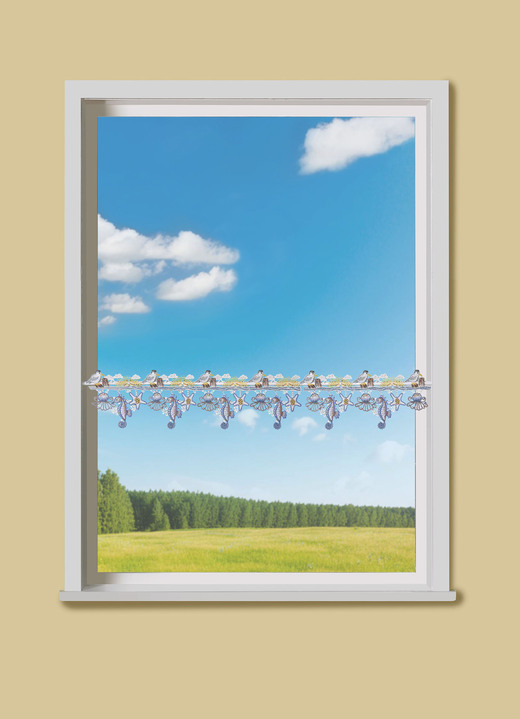 Klassisch - Stangendekoration aus echter Plauener Spitze, in Größe 628 (H18xB48 cm) bis 654 (H18xB96 cm), in Farbe BUNT Ansicht 1