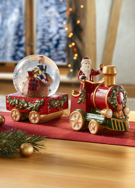 Villeroy & Boch - Schneekugel-Zug aus Porzellan von Villeroy & Boch, in Farbe ROT-GRÜN Ansicht 2