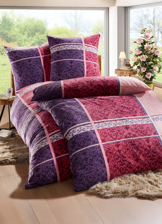 - Bettwäsche-Garnitur in Mikrofaser-Fleece, in Farbe BEERE