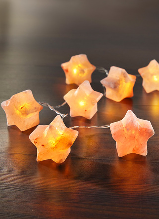 Wohnaccessoires - Lichterkette mit Sterne aus Salzkristalle, 8-flammig, in Farbe ORANGE